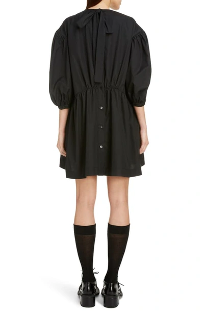 Shop Simone Rocha Pintuck Pleat Cotton Poplin Minidress In Black