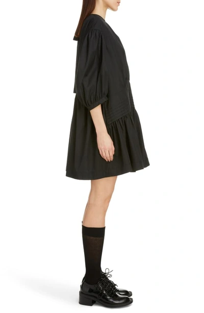 Shop Simone Rocha Pintuck Pleat Cotton Poplin Minidress In Black