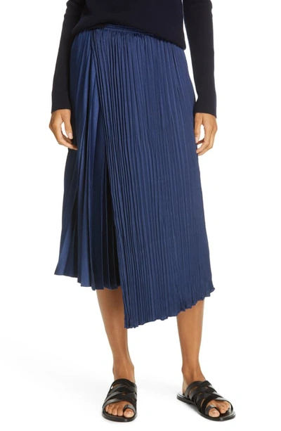 Shop Vince Mixed Pleat Wrap Midi Skirt In Hydra