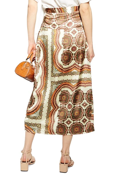 Topshop Paisley Print Satin Wrap Maxi Skirt In Beige Multi | ModeSens