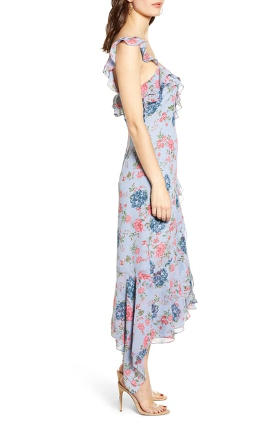 Shop Wayf Issy Ruffle Midi Dress In Blue Celestial Floral