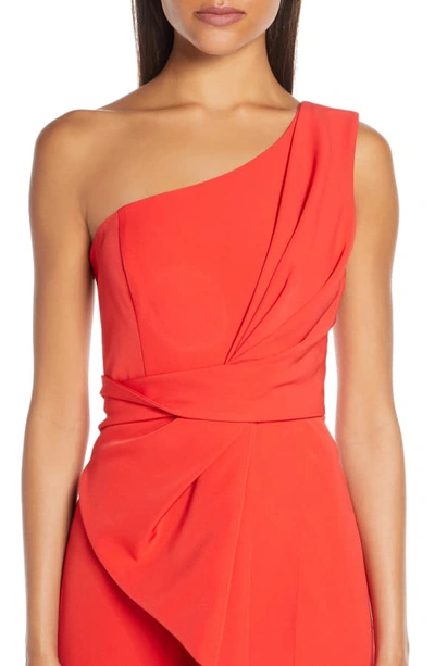 Shop Eliza J One-shoulder Laguna Crepe Evening Gown In Red