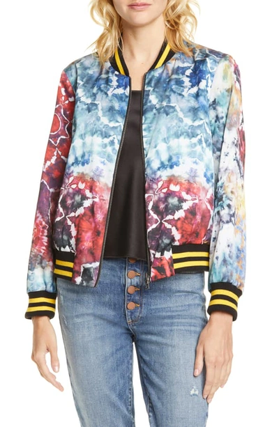 Shop Alice And Olivia Lonnie Reversible Bomber Jacket In Tie Dye Kaleidescope/ Combo