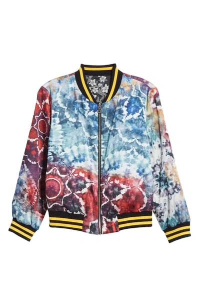 Shop Alice And Olivia Lonnie Reversible Bomber Jacket In Tie Dye Kaleidescope/ Combo