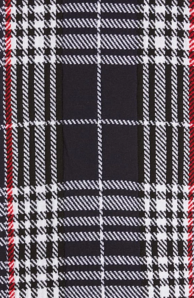Shop Monse Tie Neck Longline Plaid Wool Cardigan In Black Plaid