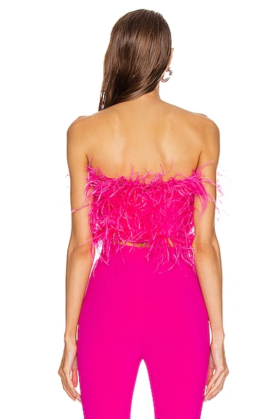 Shop Attico Ostrich Feather Embroidered Top In Pink In Fuchsia