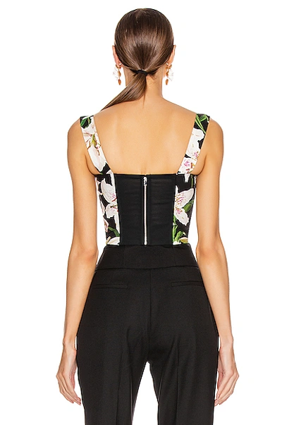 Shop Dolce & Gabbana Lace Up Short Corset Top In Black Floral