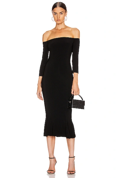 Shop Norma Kamali Off Shoulder Fishtail Dress In Black