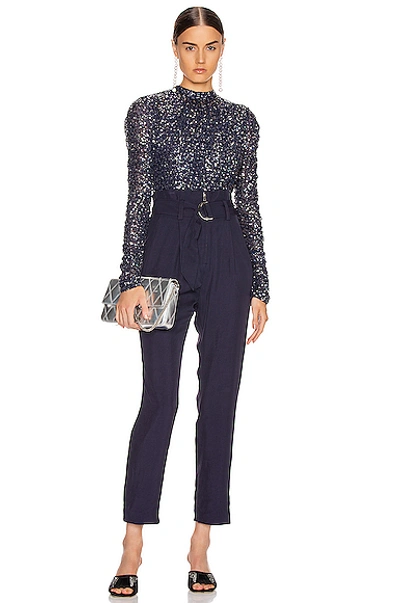 Shop Jonathan Simkhai Speckled Sequin Bodysuit In Midnight