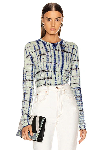 Shop Proenza Schouler Tie Dye Long Sleeve Top In Blue,ombre & Tie Dye In Lime & Cobalt