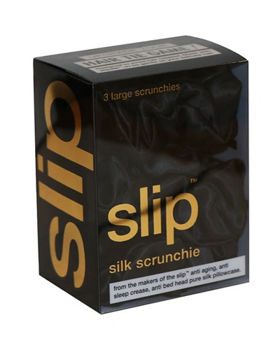 Shop Slip Silk Pure Silk Large Scrunchies, 3-pack In Black