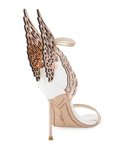 Shop Sophia Webster Evangeline Angel Wing High-heel Sandals In White/rosegold