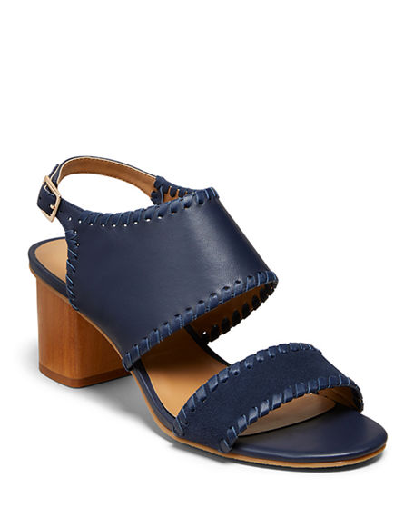 Jack Rogers Sloane Mixed Stitched Sandals In Midnight Modesens