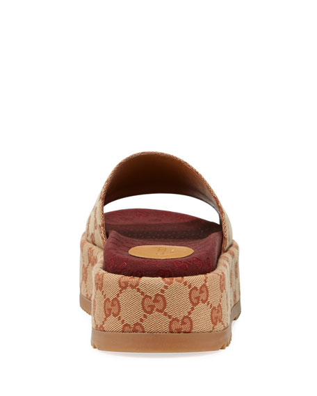 gucci angelina logo canvas flatform slides
