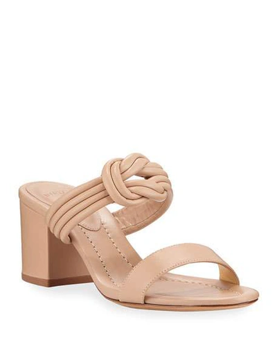 Shop Alexandre Birman Vicky Knotted Leather Block-heel Sandals