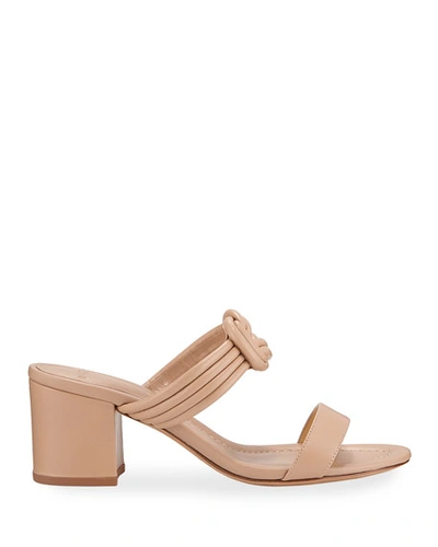 Shop Alexandre Birman Vicky Knotted Leather Block-heel Sandals