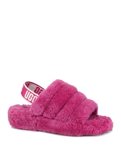 Shop Ugg Fluff Yeah Shearling Sandal Slippers In Fuchsia