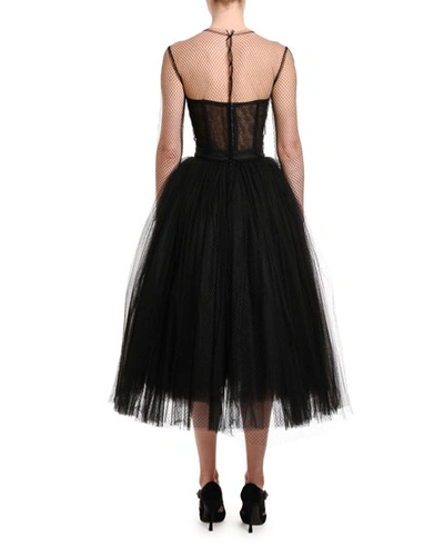 Shop Dolce & Gabbana Netted Illusion Bustier Tulle Dress In Black