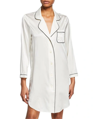 Shop Morgan Lane Jillian Contrast-piping Sleepshirt In White