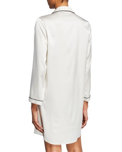 Shop Morgan Lane Jillian Contrast-piping Sleepshirt In White