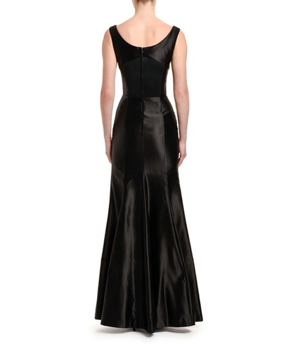 Shop Dolce & Gabbana Stretch Duchesse Satin Square-neck Gown In Black