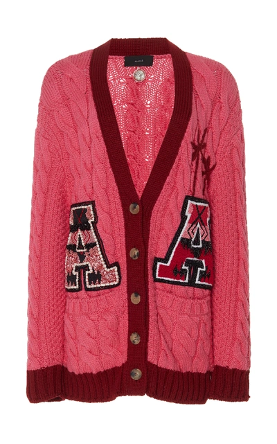 Shop Alanui College Knit Cardigan In Pink