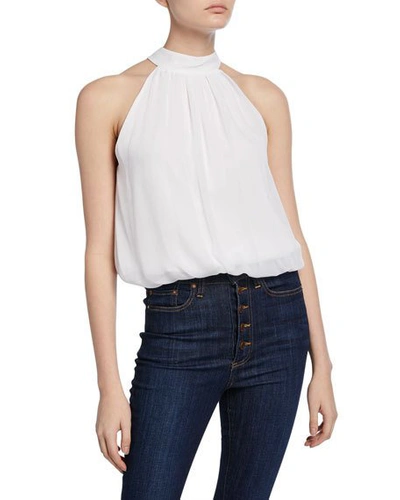 Shop Alice And Olivia Maris Halter-neck Gathered Top In White