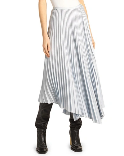 Shop Proenza Schouler Asymmetric Pleated Skirt In Blue Pattern