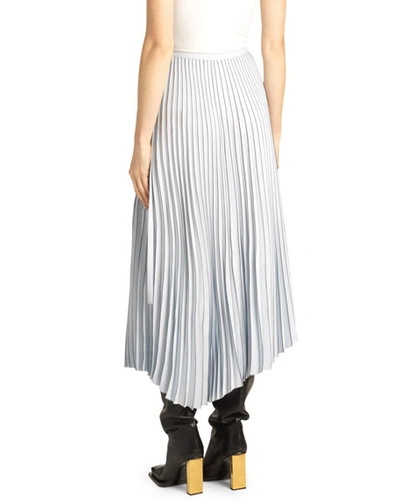 Shop Proenza Schouler Asymmetric Pleated Skirt In Blue Pattern