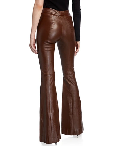 Shop Rosetta Getty Pintucked Leather Pants In Brown