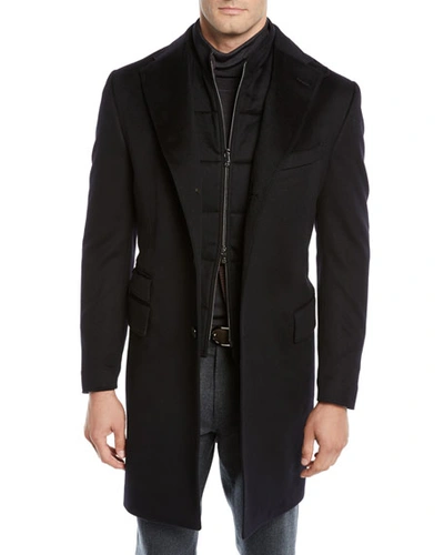 Shop Corneliani Men's Id Wool Top Coat, Black