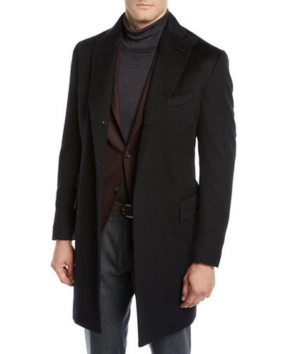 Shop Corneliani Men's Id Wool Top Coat, Black