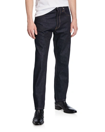 Shop Helmut Lang Men's Accelerated Raw Masc High-rise Straight-leg Jeans In Indigo