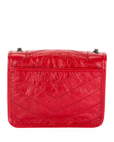 Shop Saint Laurent Niki Ysl Monogram Vintage Calfskin Wallet On Chain In Medium Red