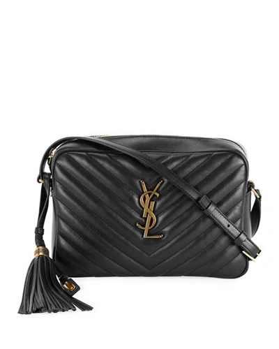 Shop Saint Laurent Lou Medium Ysl Camera Bag With Tassel In Quilted Leather In Black