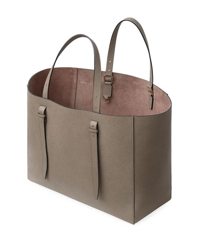 Shop Valextra Soft Leather Tote Bag In Medium Beige