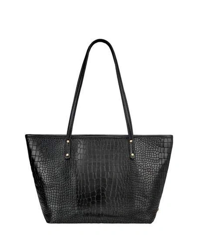 Shop Gigi New York Taylor Crocodile-embossed Tote Bag In Black