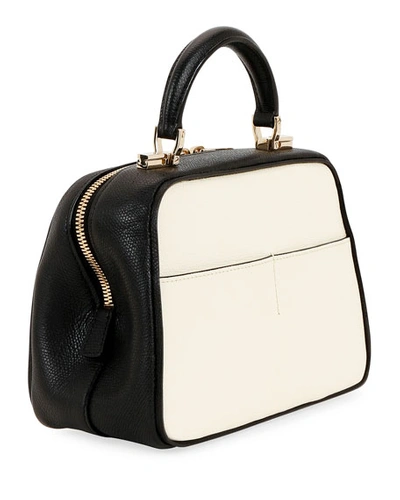 Shop Valextra Saffiano Small Top-handle Boxy Bag In White/black