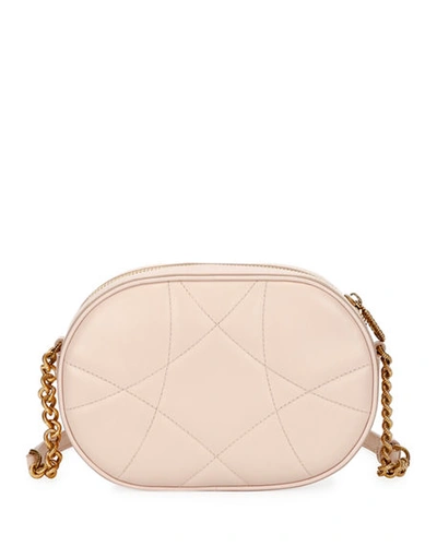 Shop Dolce & Gabbana Devotion Leather Camera Bag With Heart Medallion In Light Pink