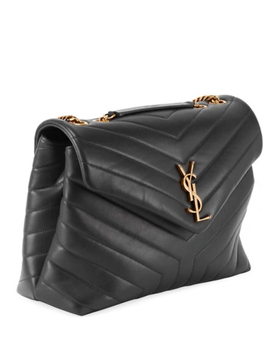 Shop Saint Laurent Loulou Medium Ysl Shoulder Bag In Quilted Leather In Black