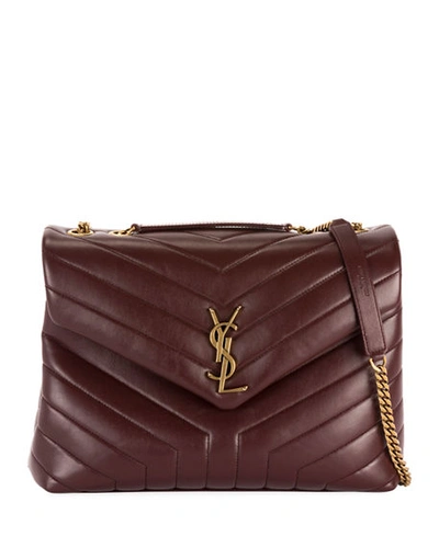 Shop Saint Laurent Loulou Medium Ysl Shoulder Bag In Quilted Leather In Red