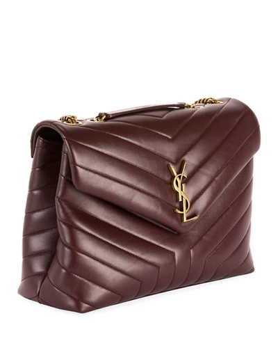 Shop Saint Laurent Loulou Medium Ysl Shoulder Bag In Quilted Leather In Red