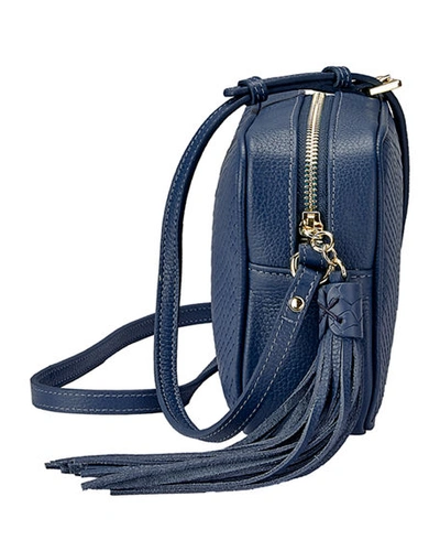 Shop Gigi New York Madison Python-embossed Leather Crossbody Bag In Navy