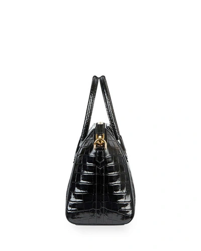 Shop Givenchy Antigona Small Croc-embossed Leather Satchel Bag In Black