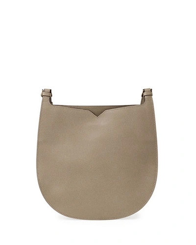 Shop Valextra Textured Small Hobo Bag In Medium Gray