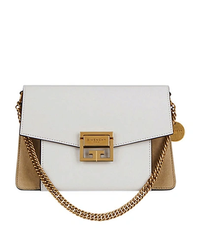 Shop Givenchy Gv3 Small Pebbled Leather Crossbody Bag In White