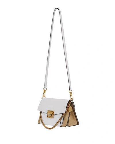 Shop Givenchy Gv3 Small Pebbled Leather Crossbody Bag In White