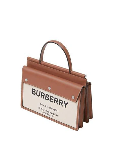 Shop Burberry Logo Canvas & Leather Tote Bag In Neutral