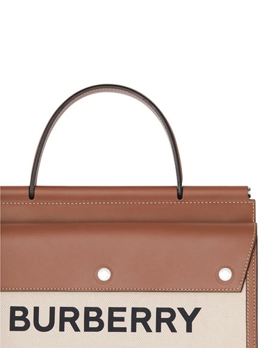 Shop Burberry Logo Canvas & Leather Tote Bag In Neutral