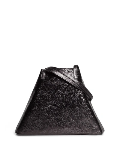 Shop Akris Ai Medium Soft Hammered Leather Shoulder Bag In Black Metallic